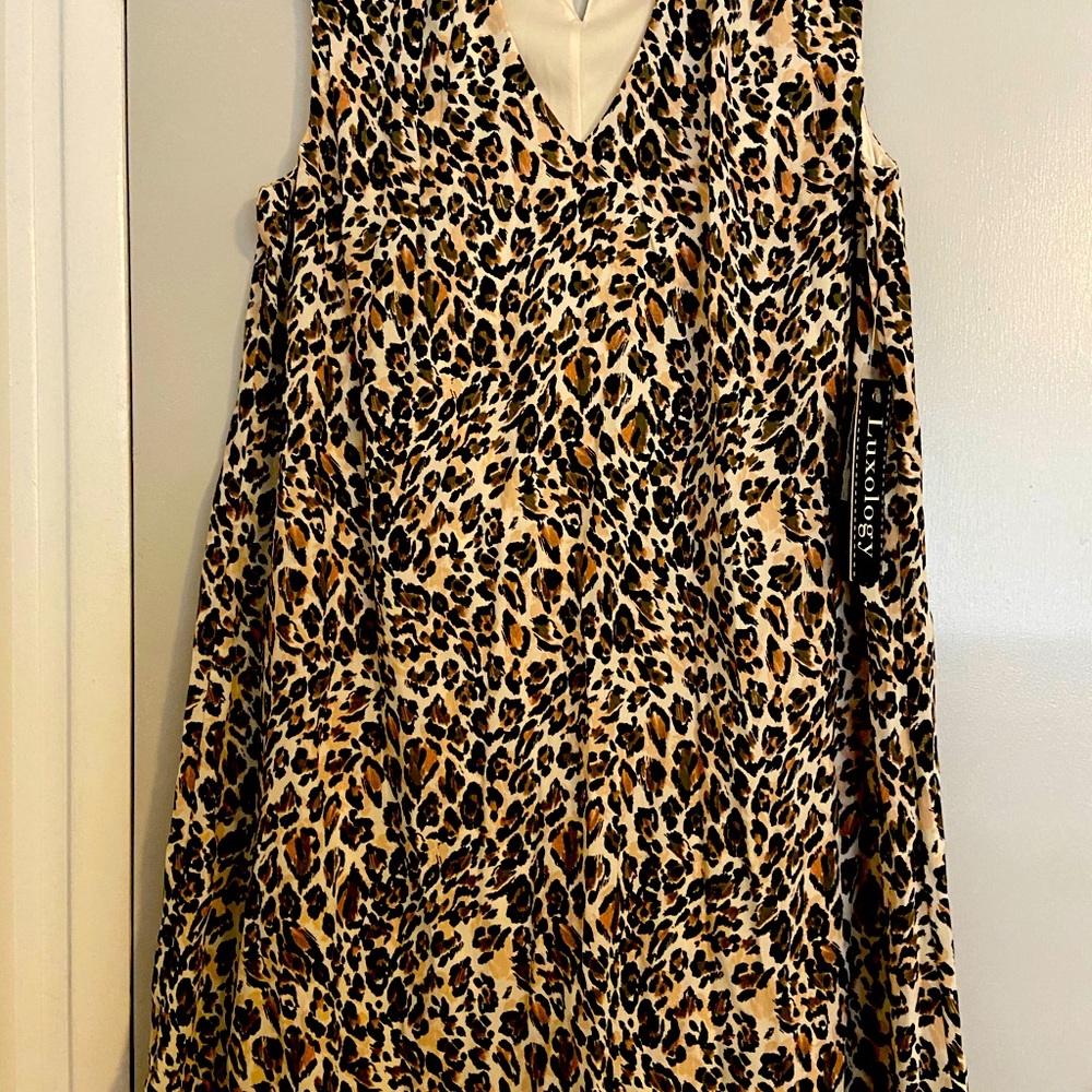 Animal Print Choker Neckline Luxology Dress Size Large